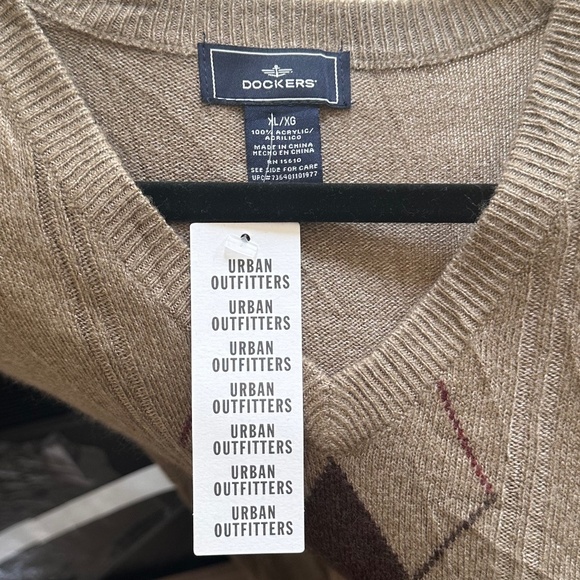 NWT Men's DOCKERS Brown Argyle Sweater Vest - Size Men's XL - Picture 9 of 10